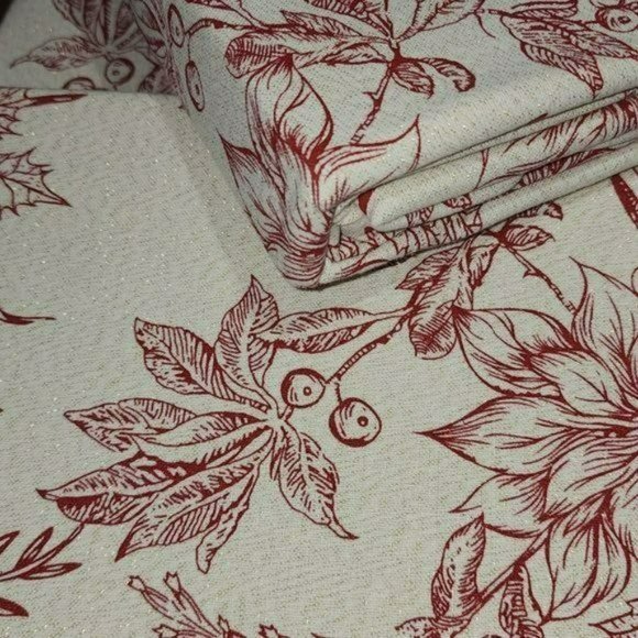 Rachel Ashwell Poinsettia Flowers Tablecloth 60x84in Oblong Gold Accents - Picture 12 of 12
